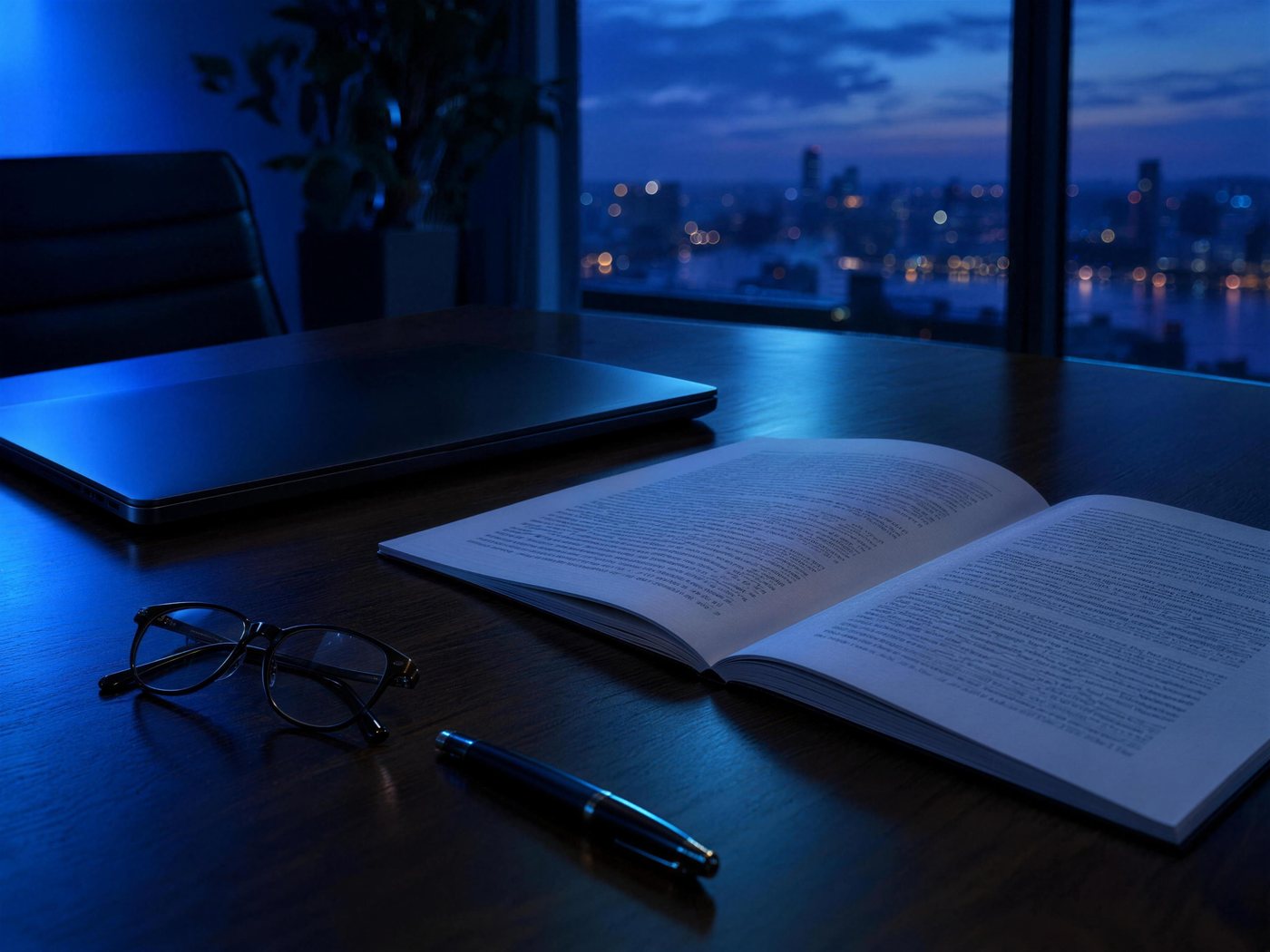 A closed laptop beside a printed report on a meeting table.